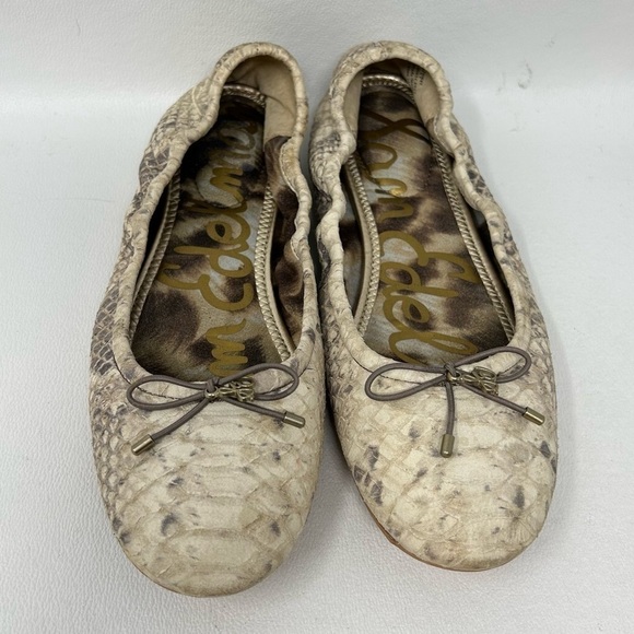 Sam Edelman Felicia Ballet Flat Ballerina Python Snake Skin Leather Bow Sz 8M - Picture 5 of 14